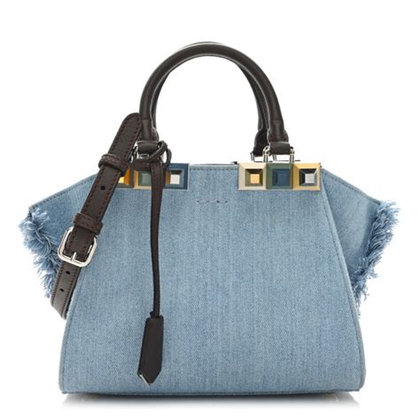 fendi mini 3 jours|FENDI Denim Studded Mini 3Jours Tote Light Blue.